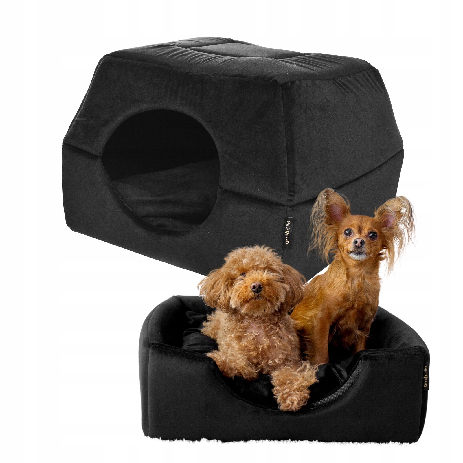 Pelíšek pro psa kočku Budka 2v1 XL Domeček 55x55 cm Protiskluzový pelíšek