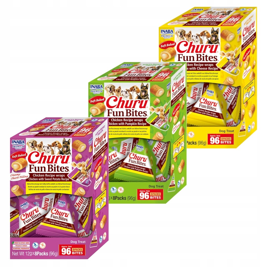 Inaba Dog Churu Fun Bites 3x96g Psí Pamlsek Mix 3 příchutí