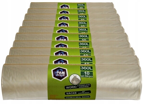 Sáčky na odpadky Fólie Stavební odpad Styrofoam 360L XXL Velké Silné 100ks