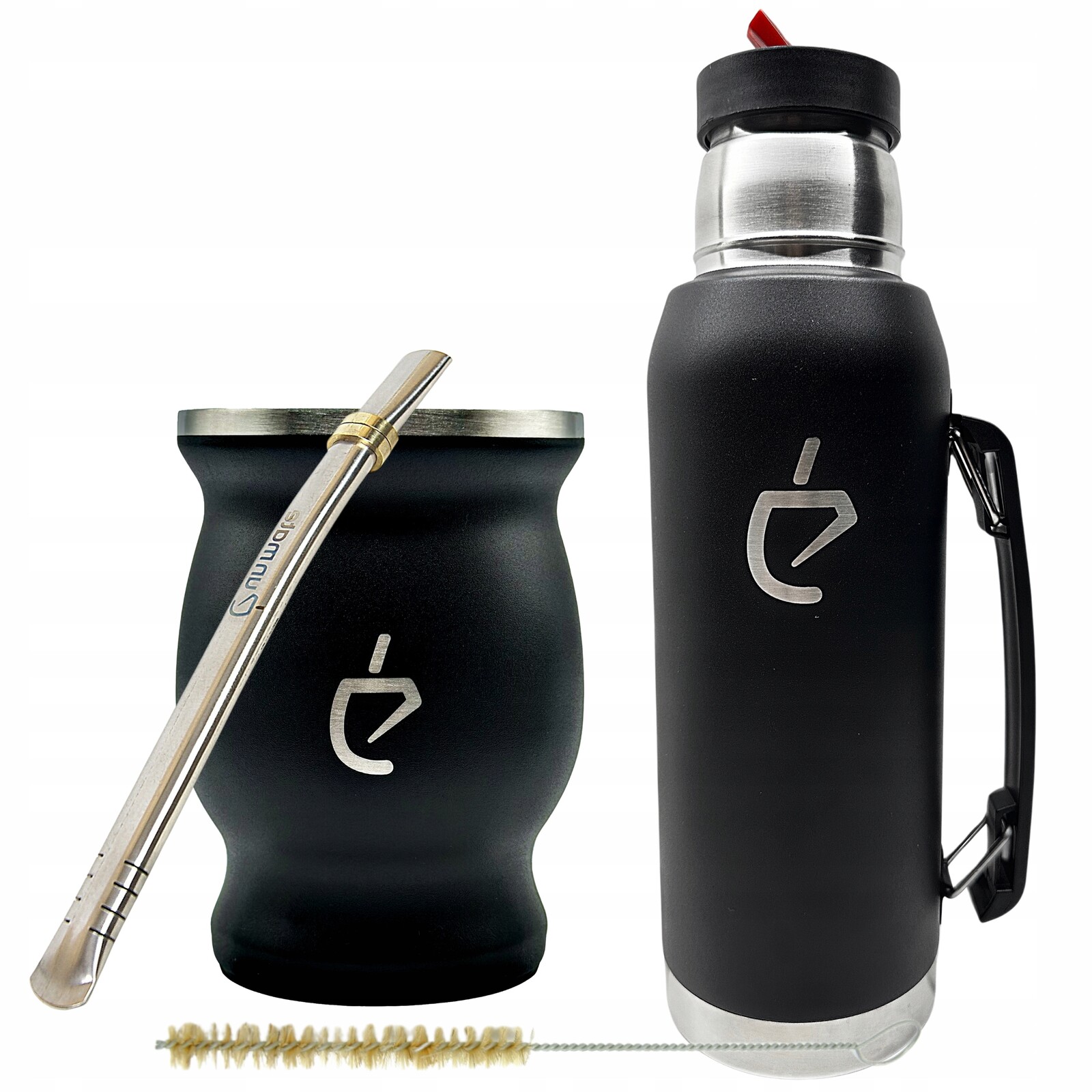 Kompletní sada pro yerba maté od Un Mate: termoska, bombilla, matero, čistič