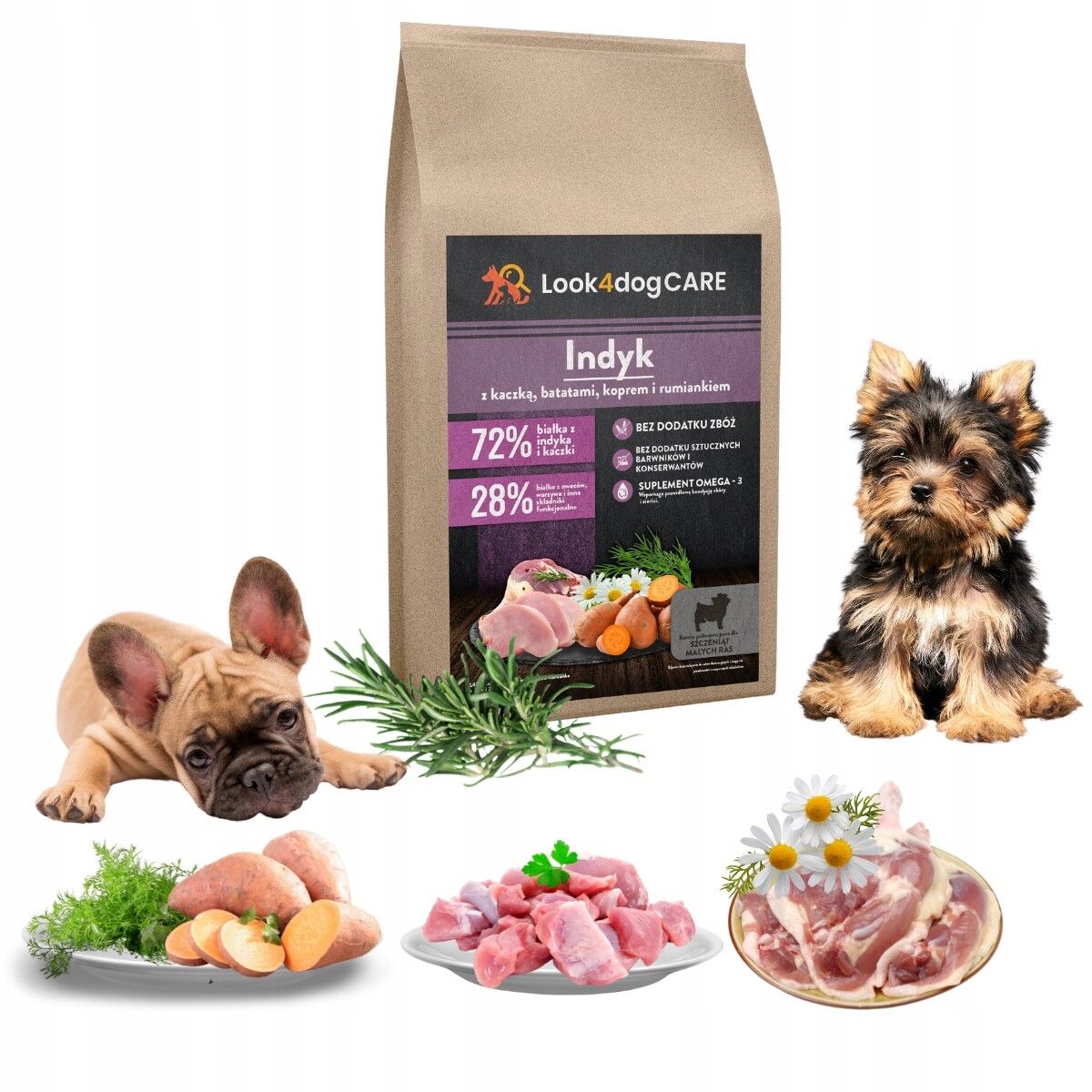 Krmivo pro psy Look4dog Care štěně Krůta s kachnou bez obilovin a drůbeže 2 kg