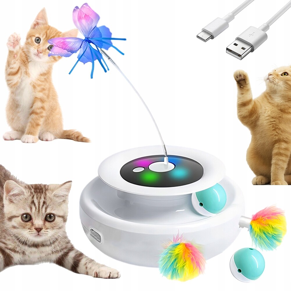 Interaktivní Hračka Pro Kočky S Peřím A Motýlkem Na Usb