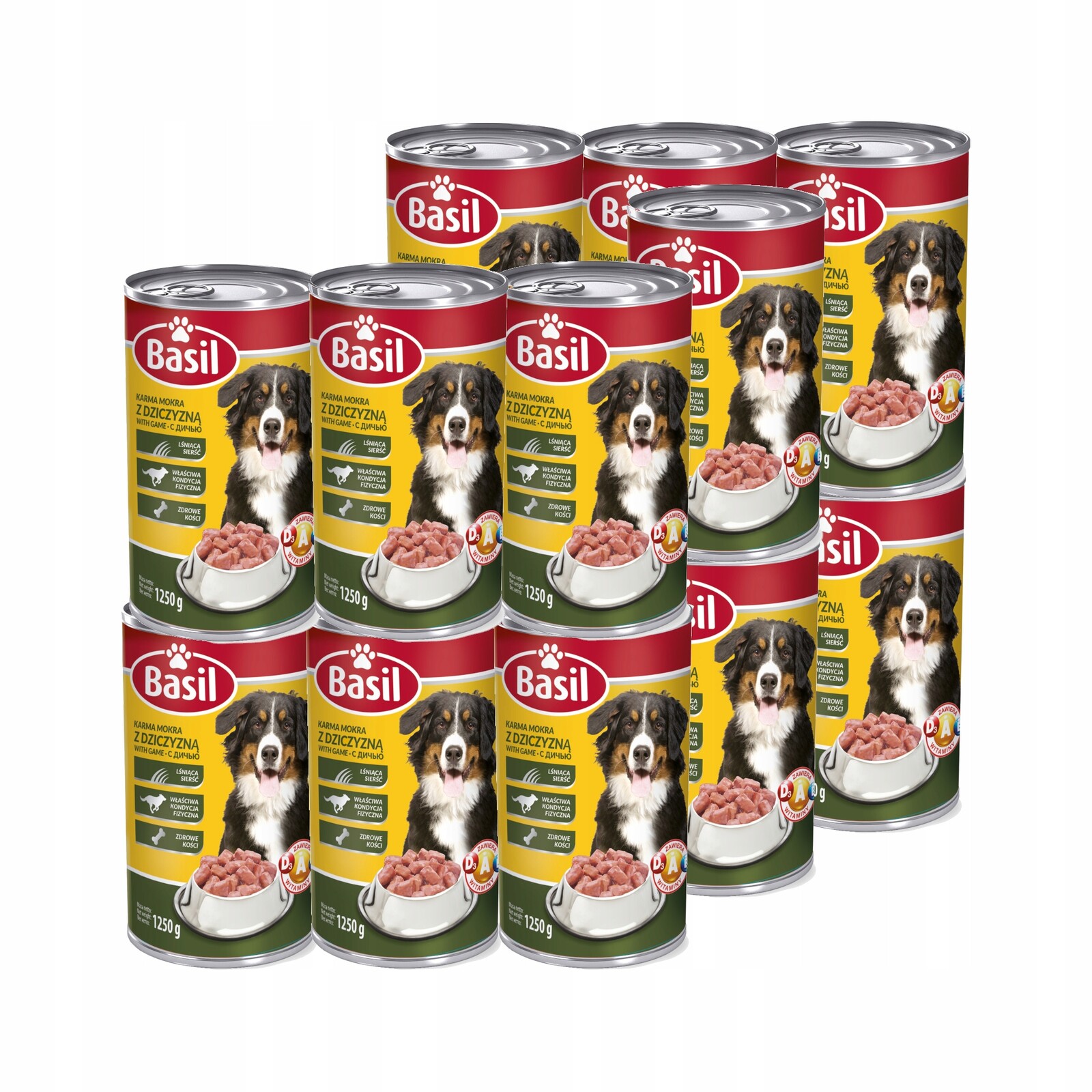 12 x Krmivo krmivo pro psy Basil s konzervou ze zvěřiny 1250 g