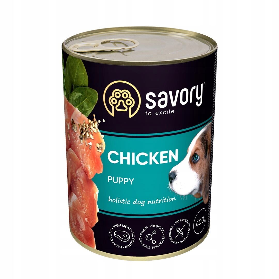 Savory vlhké krmivo puppy junior pro všechna plemena kuřete 6x400 g