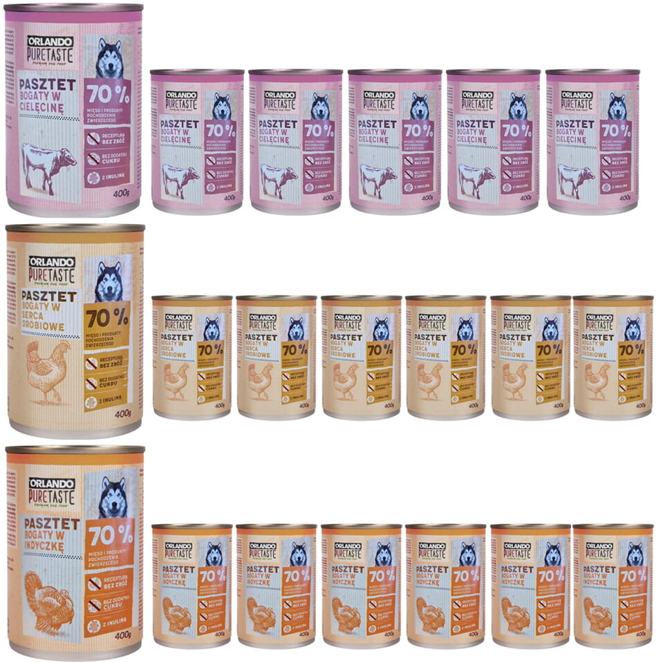 Krmivo pro psy Paštika Mix Chutí 20 x 400 g Orlando Pure Taste