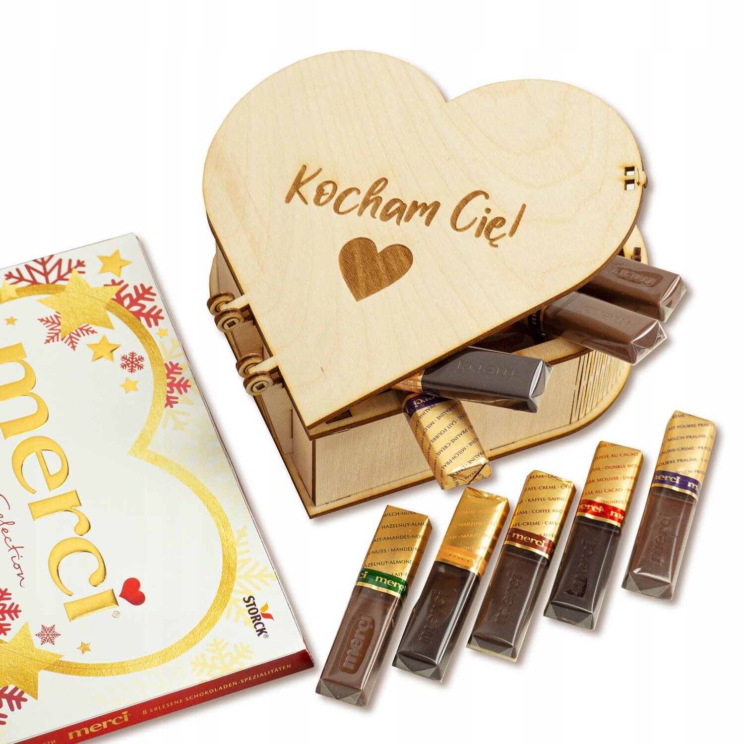 Deku Krabička Krabička s gravírováním s sladkostmi Merci 17x15 x 5 cm