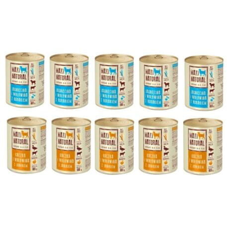 Maxi Natural Krmivo mokré pro psa MIX Jehněčí kachna Hovězí maso 10x800g