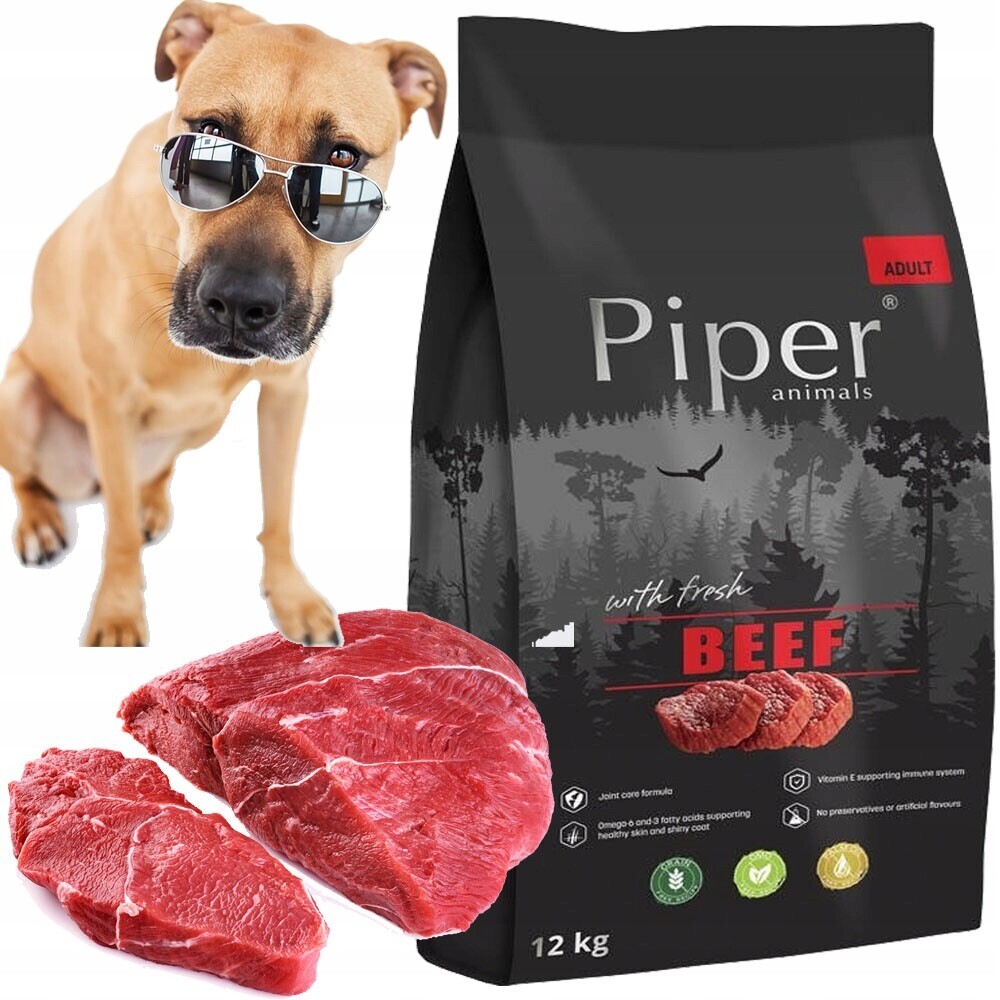Piper Fresh Beef 12kg Čerstvé A Sušené Hovězí Maso Suché Krmivo Pro Psy