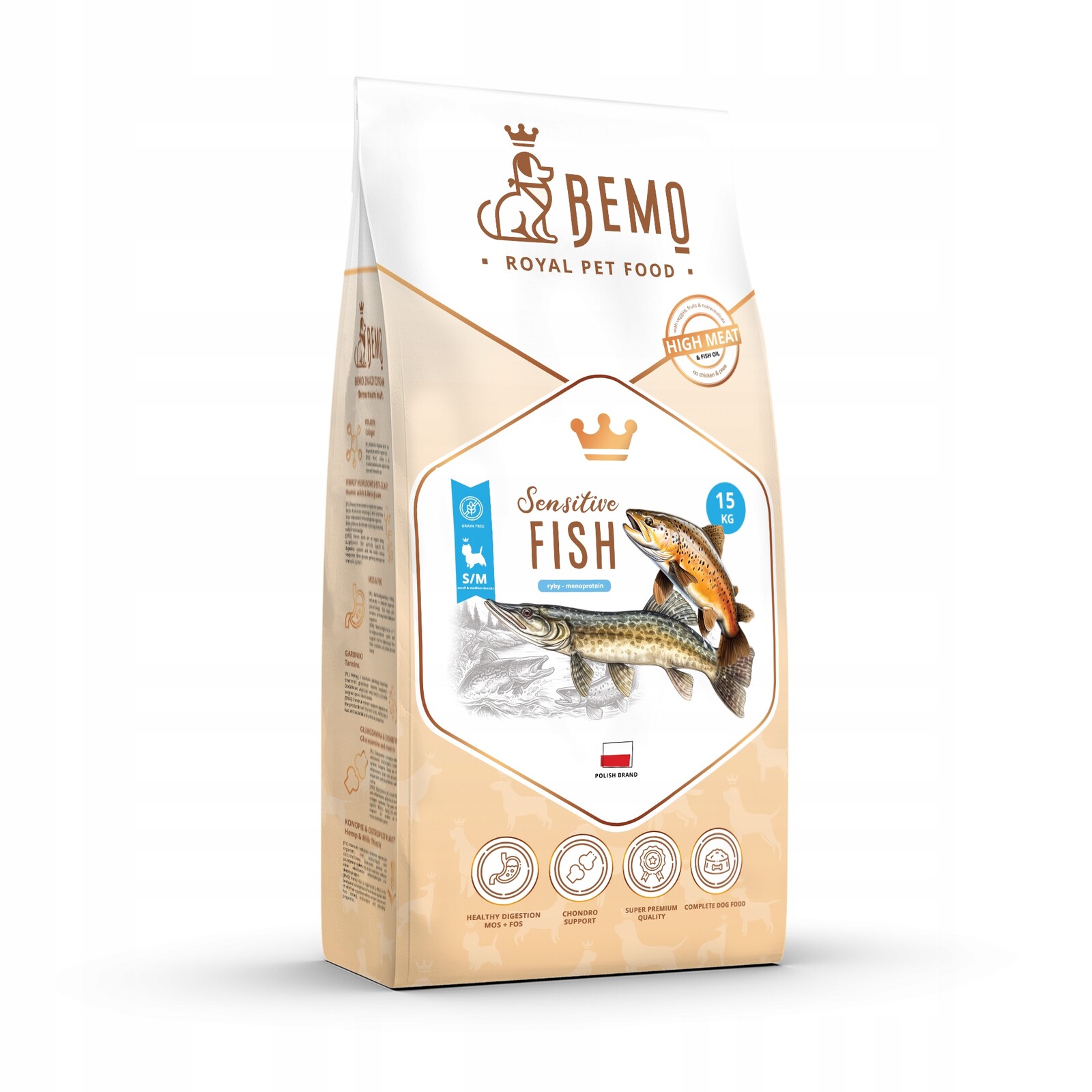 Bemo – Sensitive – krmivo pro dospělé psy – Ryba – S/m – 15 kg