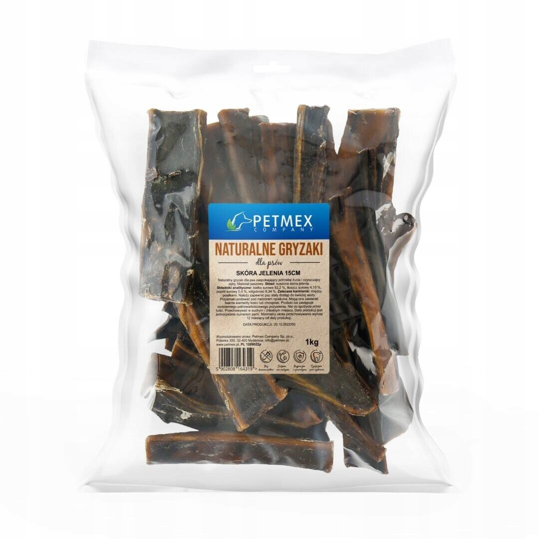 Petmex Jelení kůže 15 cm Přírodní kousátko Psí Pamlsek 1 kg