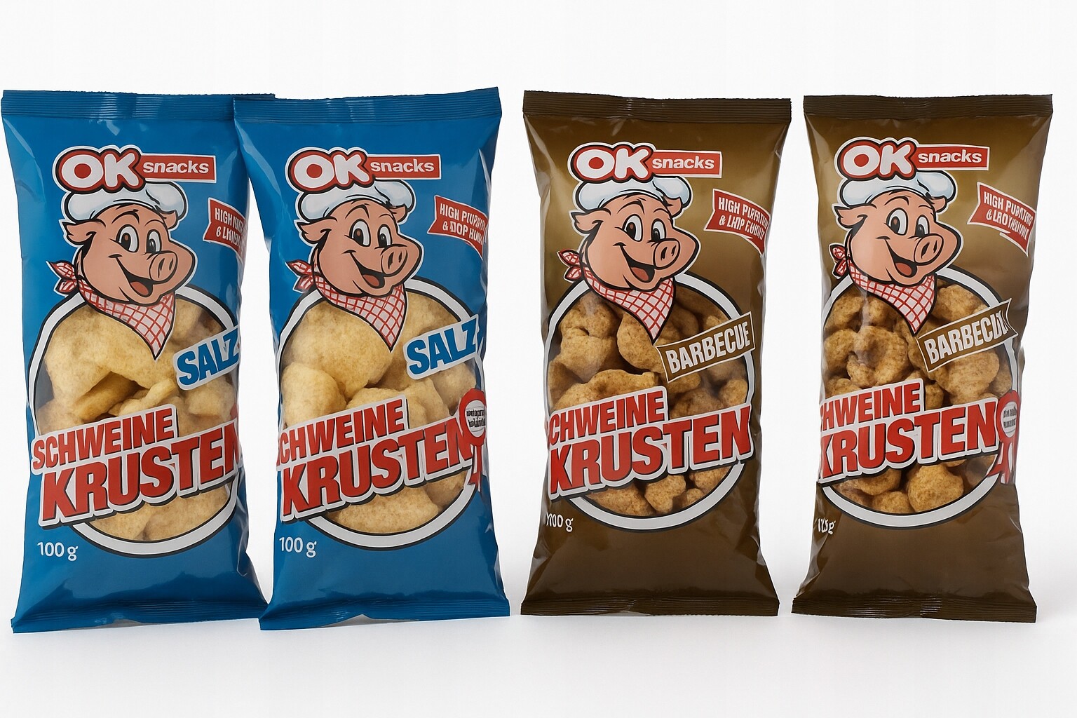 Vepřové škvarky Keto Masové slupky Barbecue Bbq z Německa 4 ks