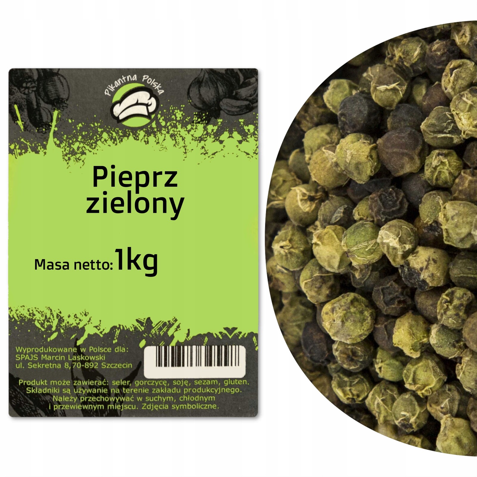 Zelený pepř zrnitý 1 kg Pikantna Polsko