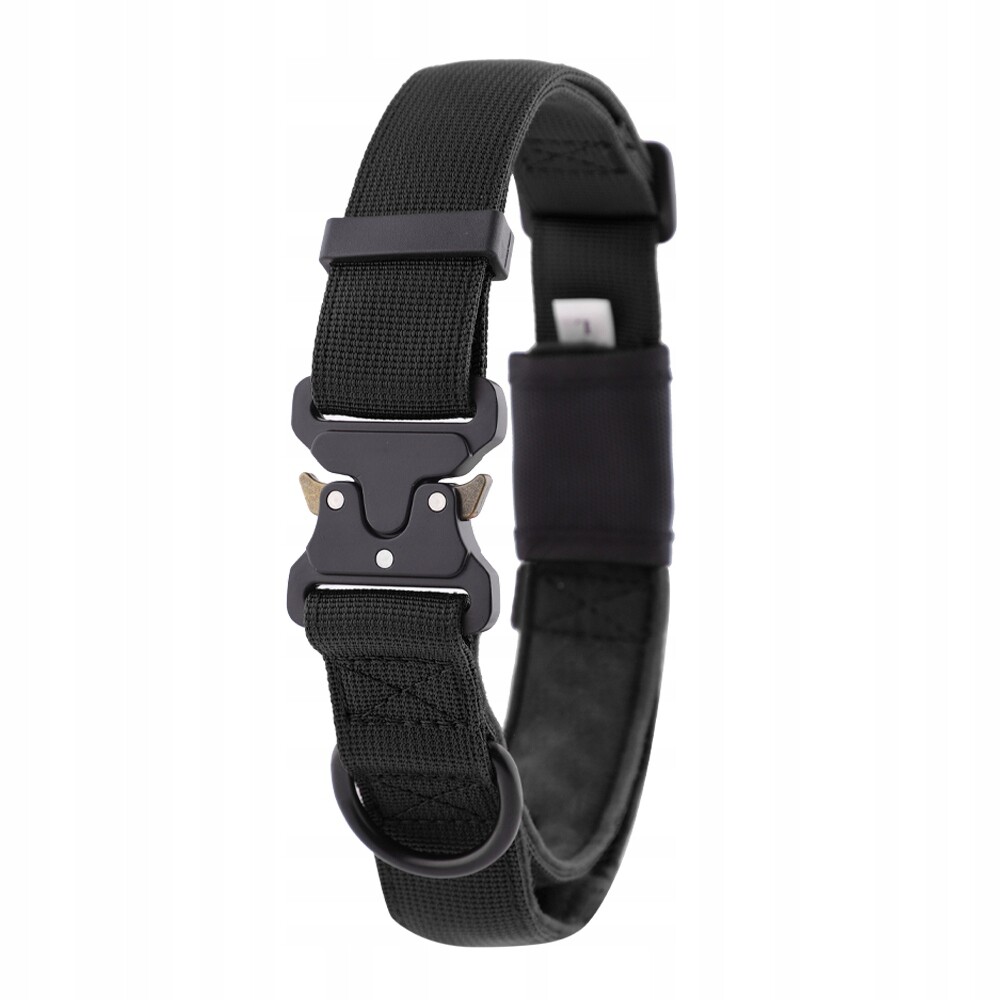 Taktický obojek pro psa XL Silný široký s rukojetí černý Huggy Doggy XL