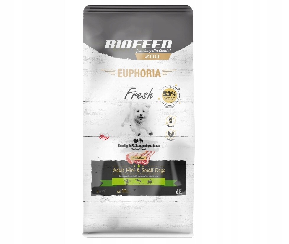 Biofeed Euphoria Fresh Meat Adult 8kg Mini Small Krůta s jehněčím masem