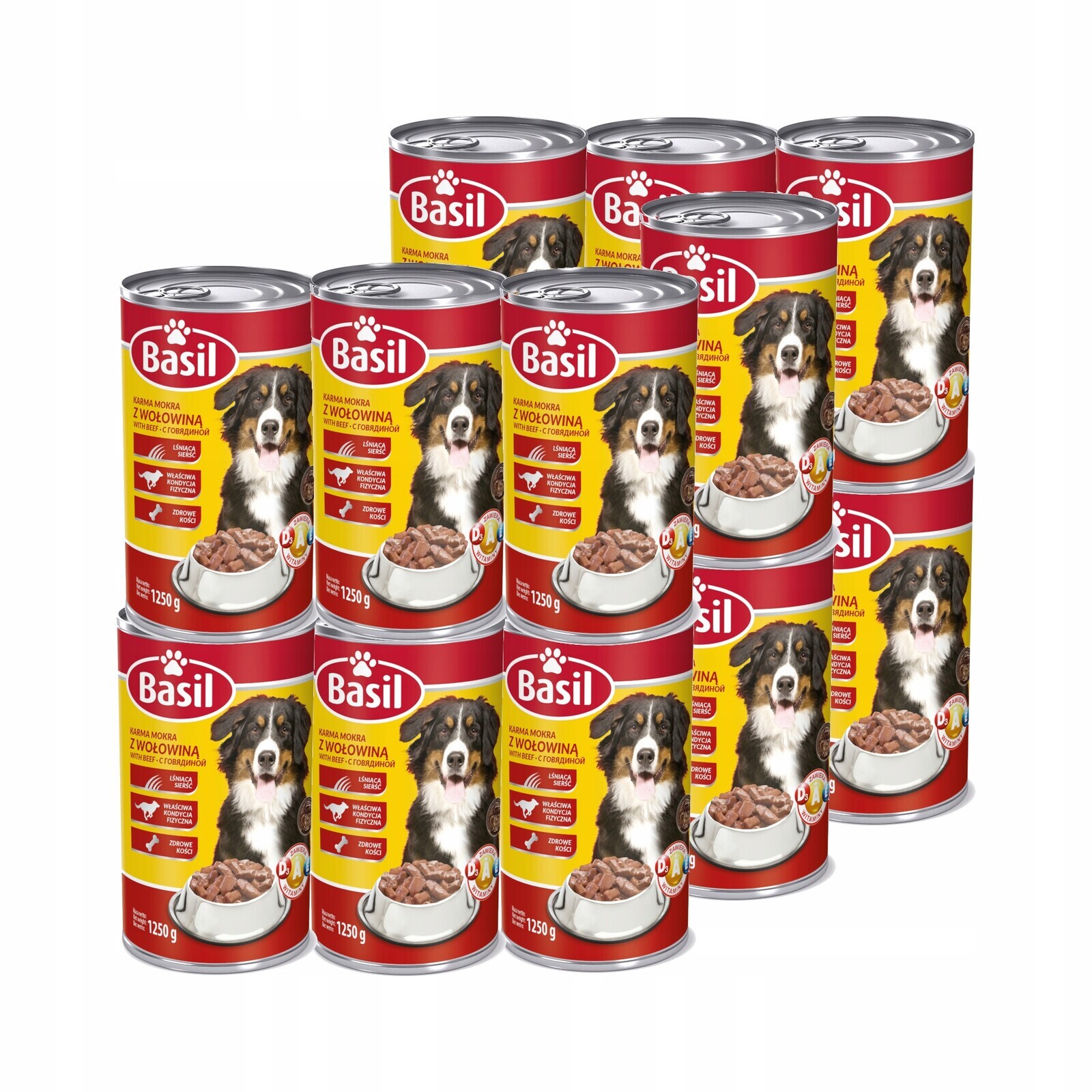 12 x Krmivo pro psy Basil s hovězím masem, konzerva 1250 g