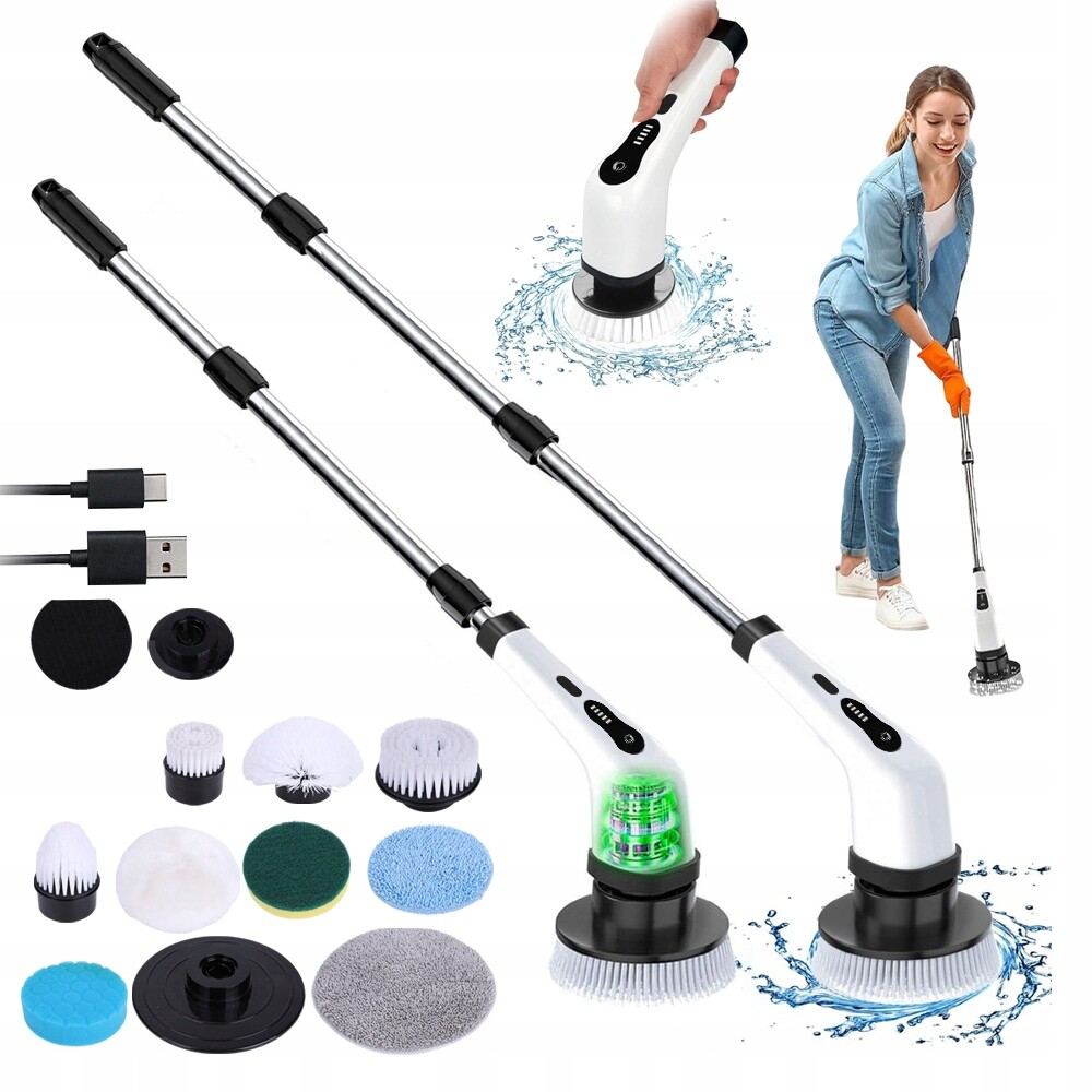 Elektrický Rotační Kartáč, Nástroj Na Čištění, Teleskopický, Bílý