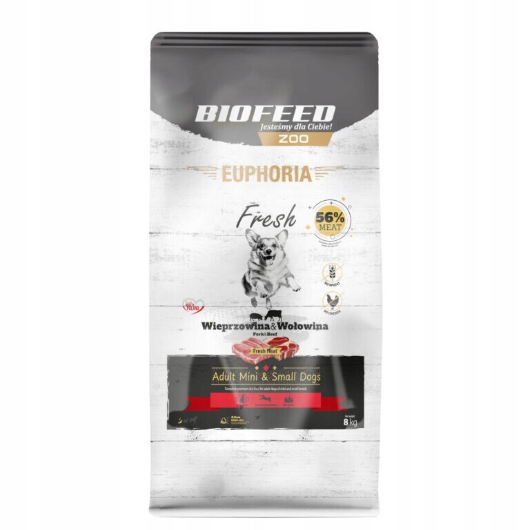 Biofeed Euphoria Fresh Meat Adult 8 kg Mini Small vepřové hovězí maso