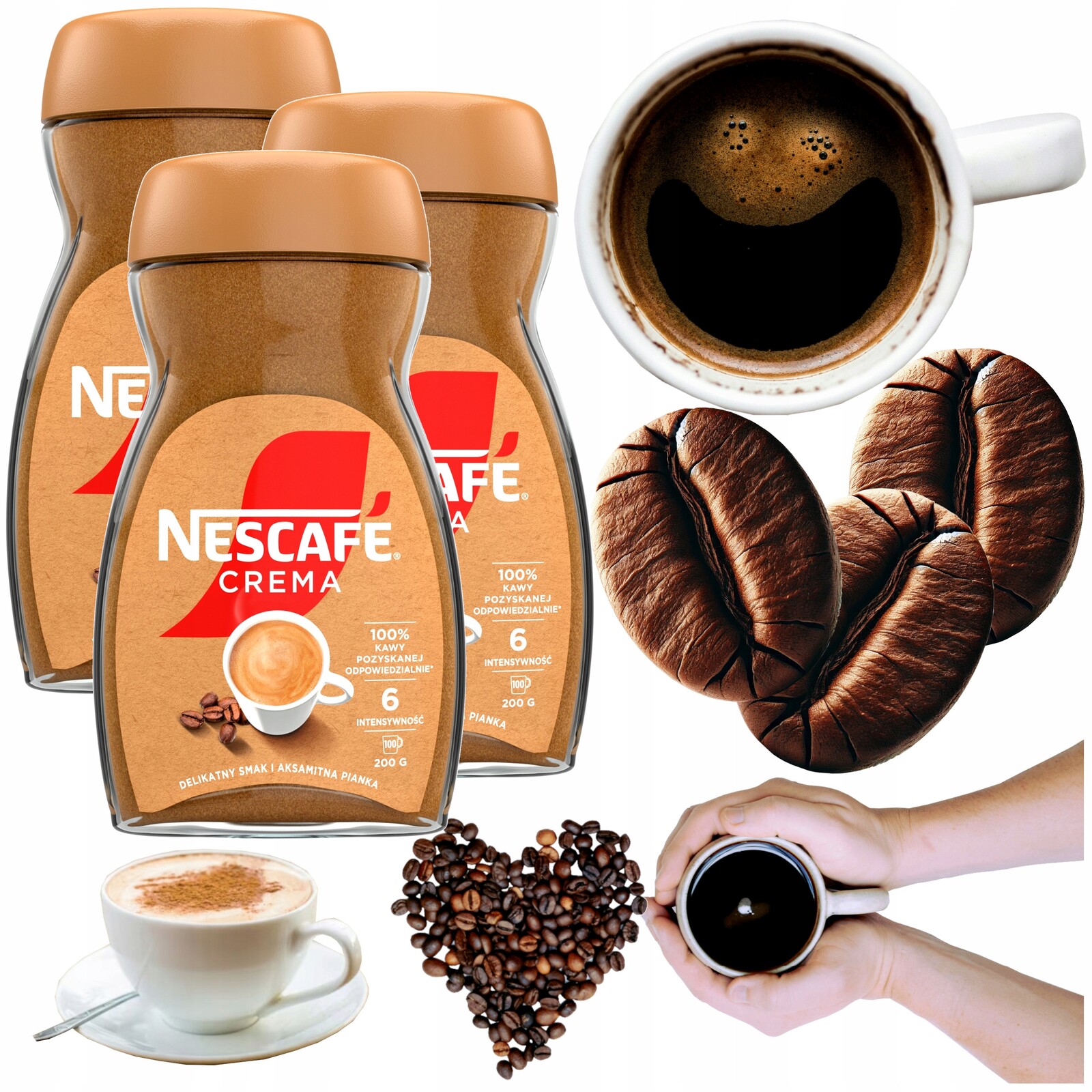 Káva rozpustná Nescafe Crema 200 g 3 x sklenice sada 3 balení kávy