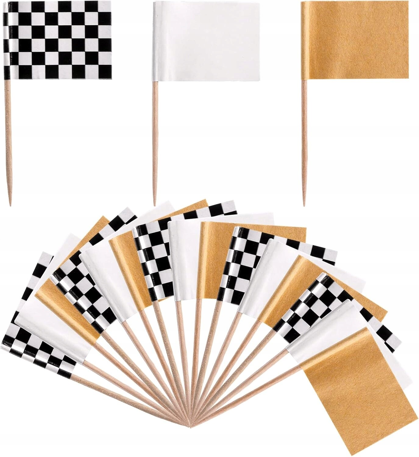 600 x Zápich Praporek 3 Vzory Označování Pokrmů Dekorace Dortových Koláčů