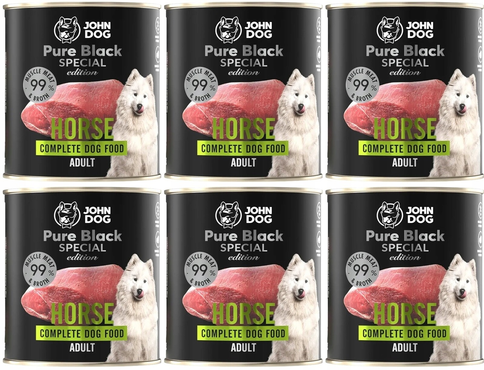 John Dog Pure Black Speciální Edice Koňské maso 6 konzerv 800 g