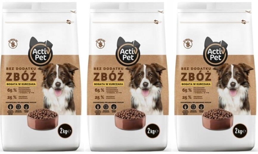 Krmivo pro psy Activ Pet Kuře 3x2 kg Bez obilovin