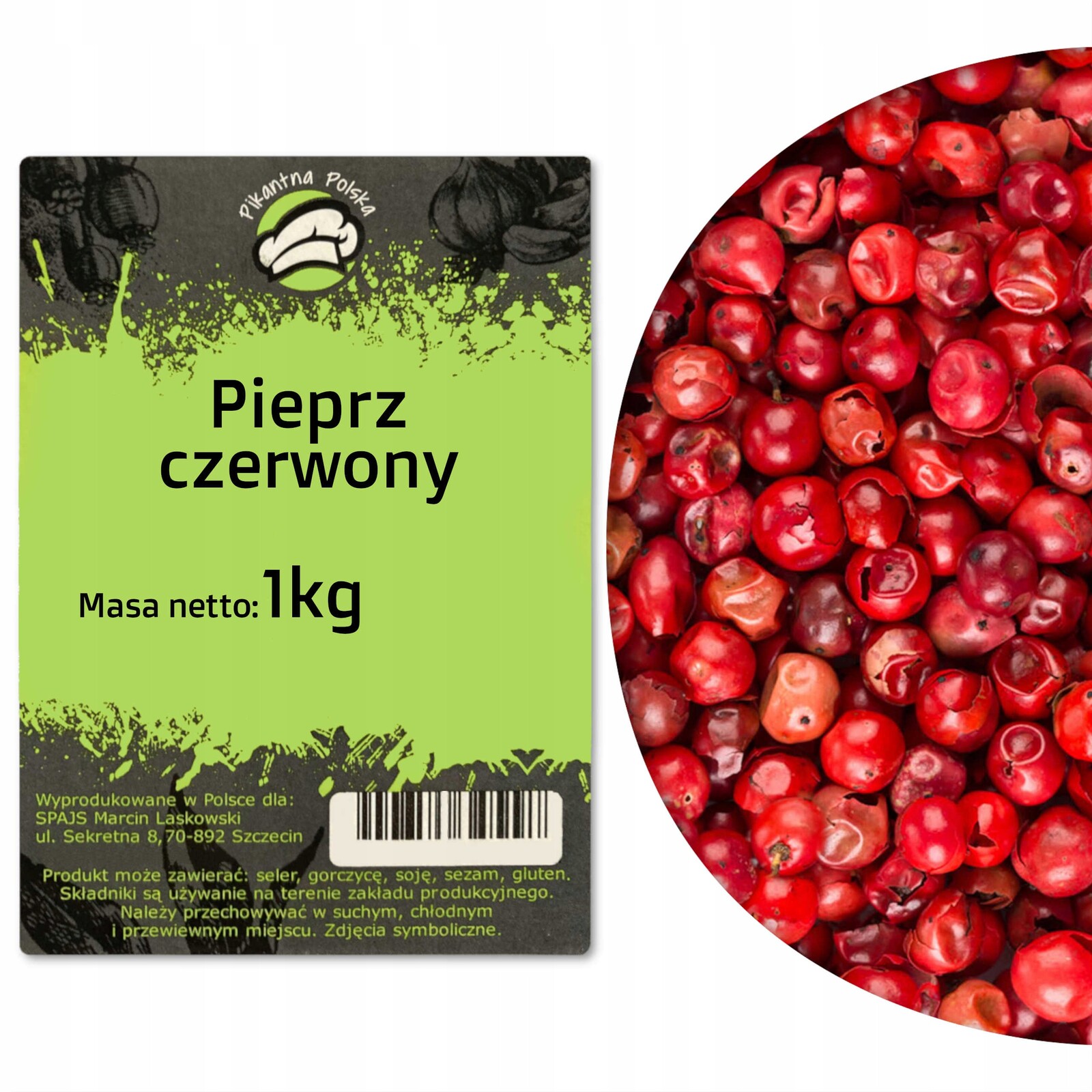 Pepř červený zrnitý 1 kg Pikantna Polsko