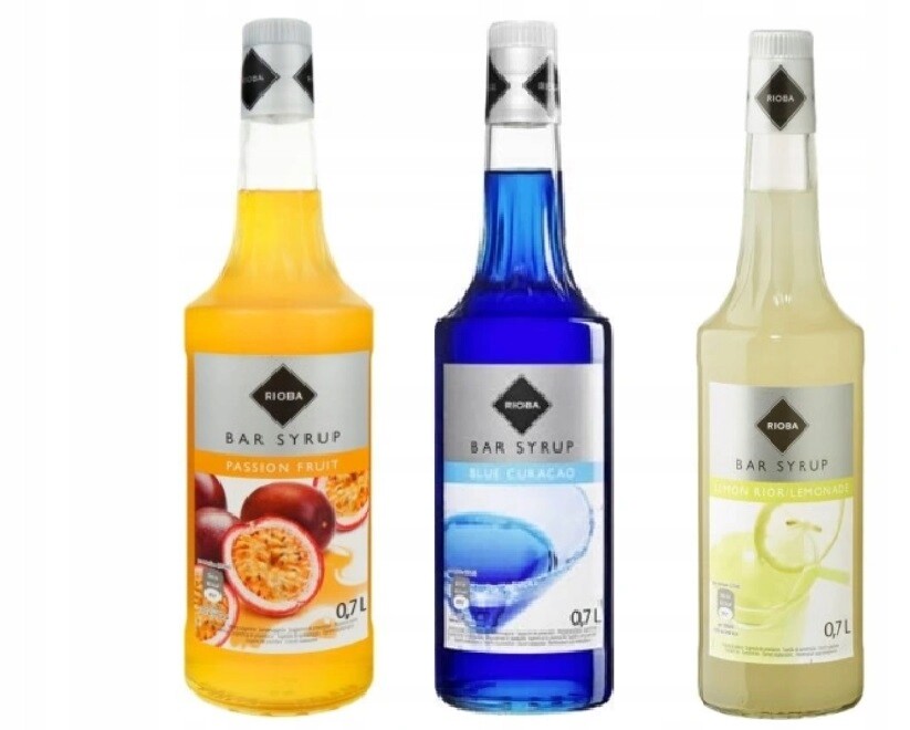 Sirup Rioba 700 ml Marakuja, Blue Curacao, Citron