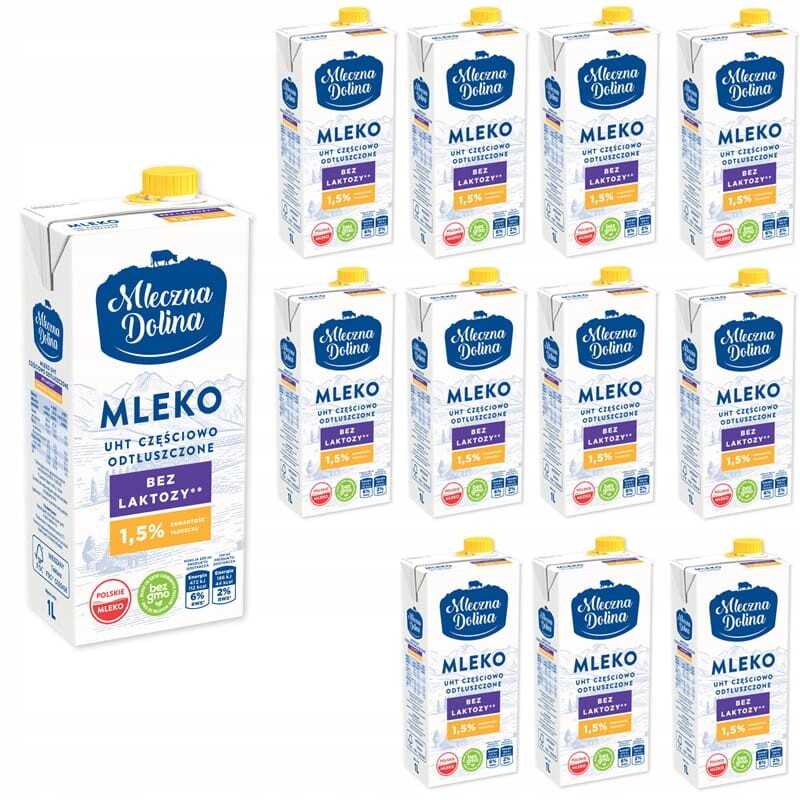 Mléko Uht Bez Laktózy 1,5% Mléčná dolina 12x1L