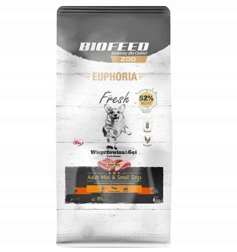 Biofeed Euphoria Fresh Meat Adult 8kg Mini Small Vepřové s husou