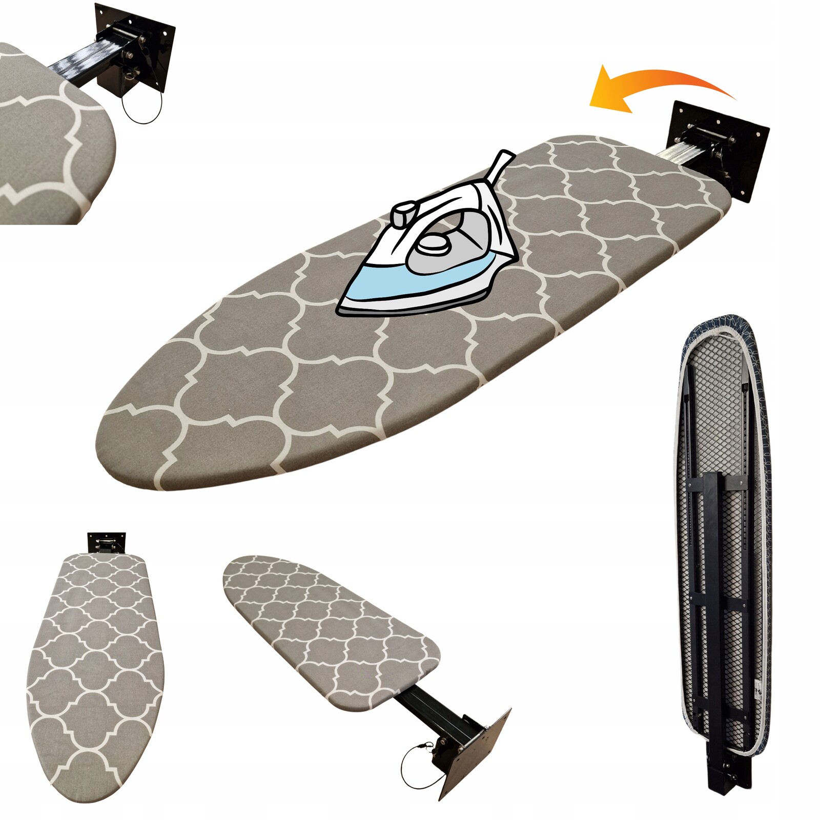 Žehlicí Prkno Upevňuje se na stěnu do skříně Černé 78 x 28 cm Boardi