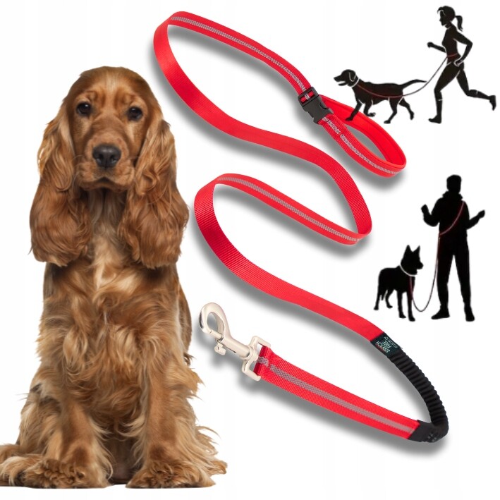 Vodítko pro psa s tlumičem Adventure pro běhání červené 1,8 cm M