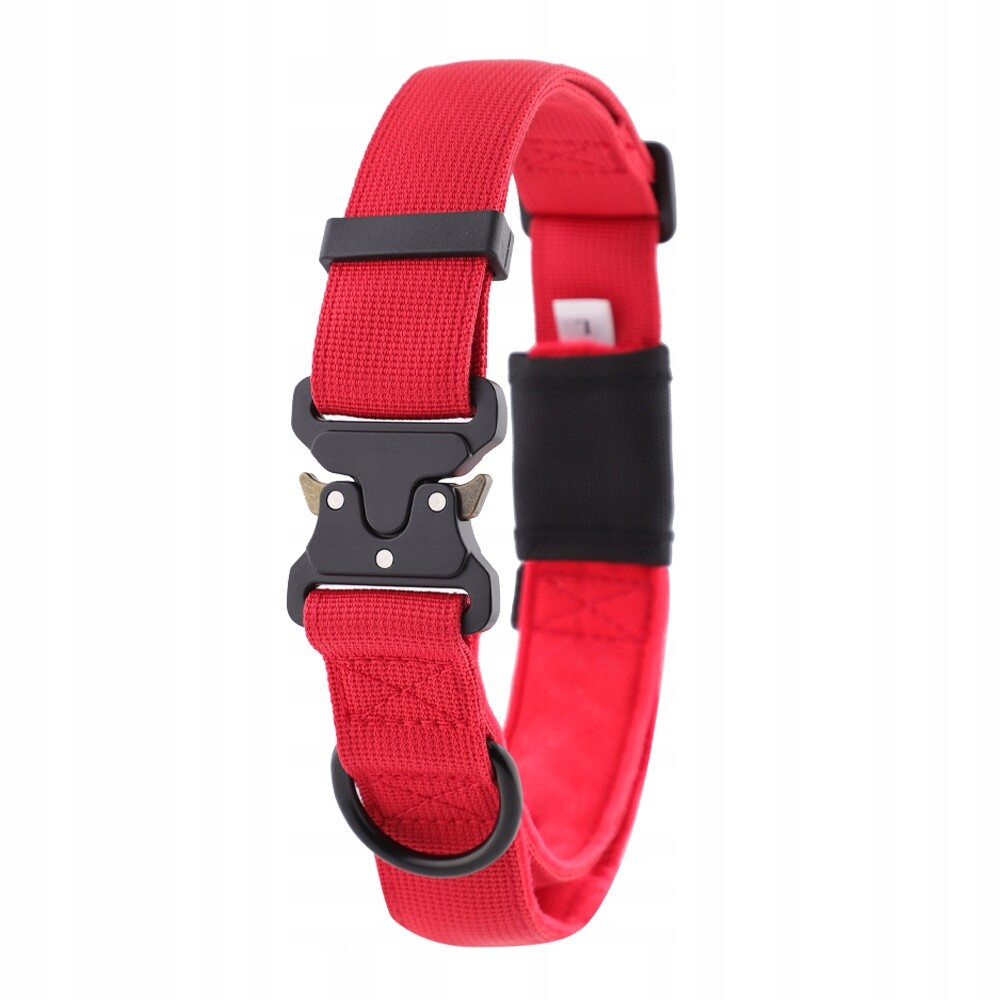 Široký obojek 4 cm pro psa taktický Silný červený Huggy Doggy Alpha XL