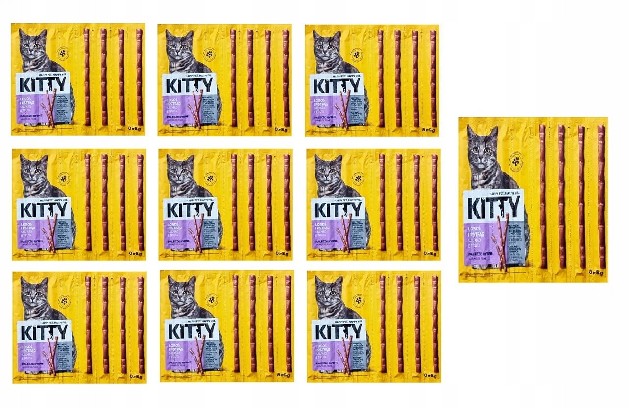Pamlsek pro kočky Rybí tyčinky losos 10x8ks Kitt