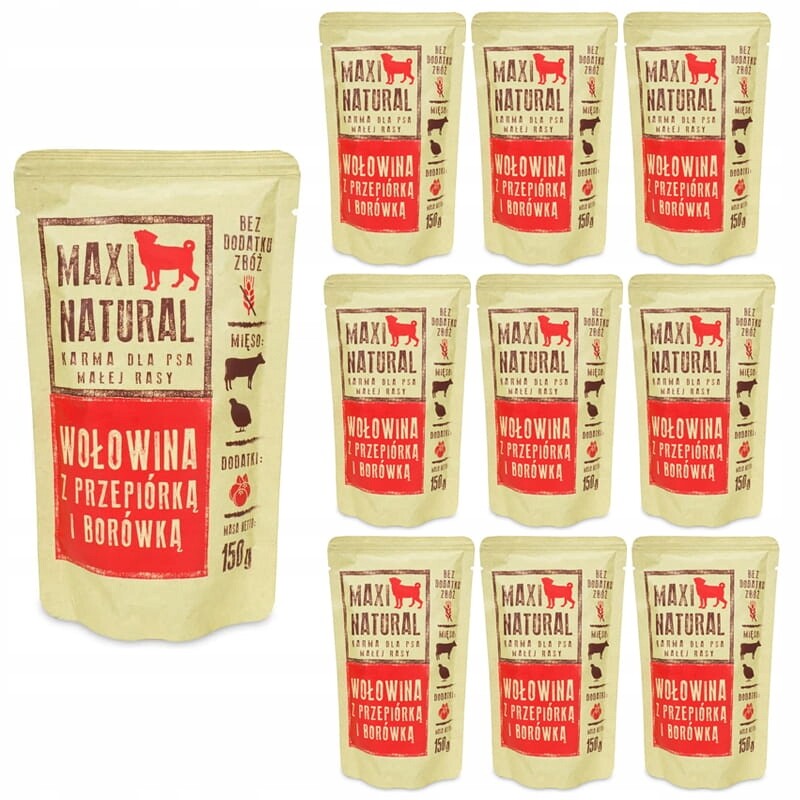 Maxi Natural Krmivo pro psy Hovězí maso s křepelkou 10x150g