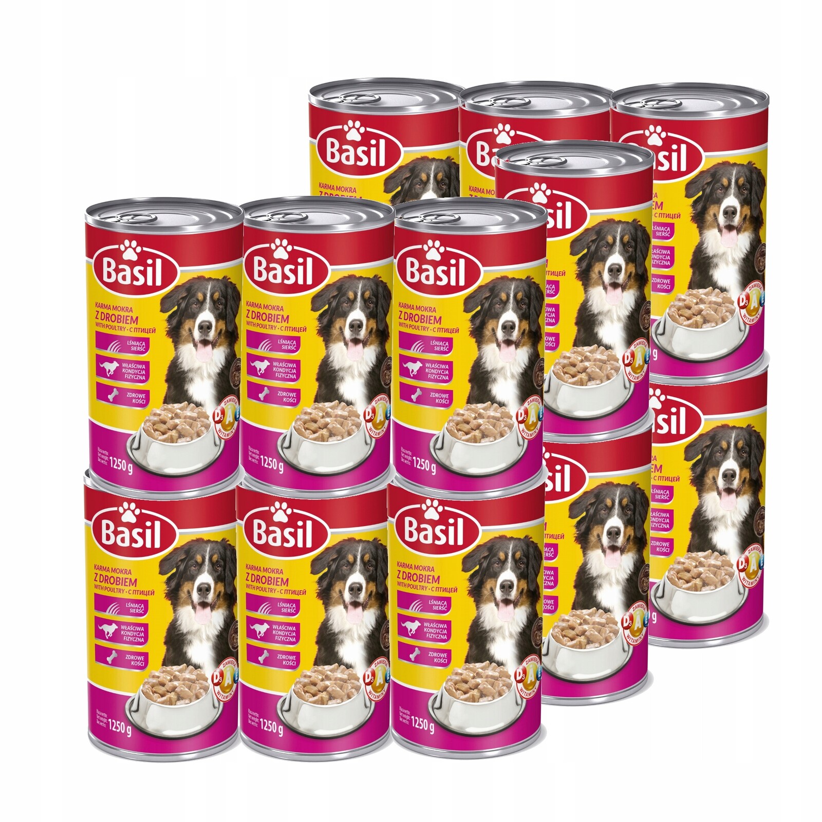 12 x Krmivo pro psy Basil s drůbeží konzervou 1250 g