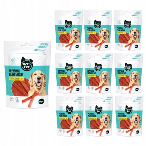 Pamlsek pro velkého psa Masové proužky s kuřecím masem 10x100 g Activ Pet