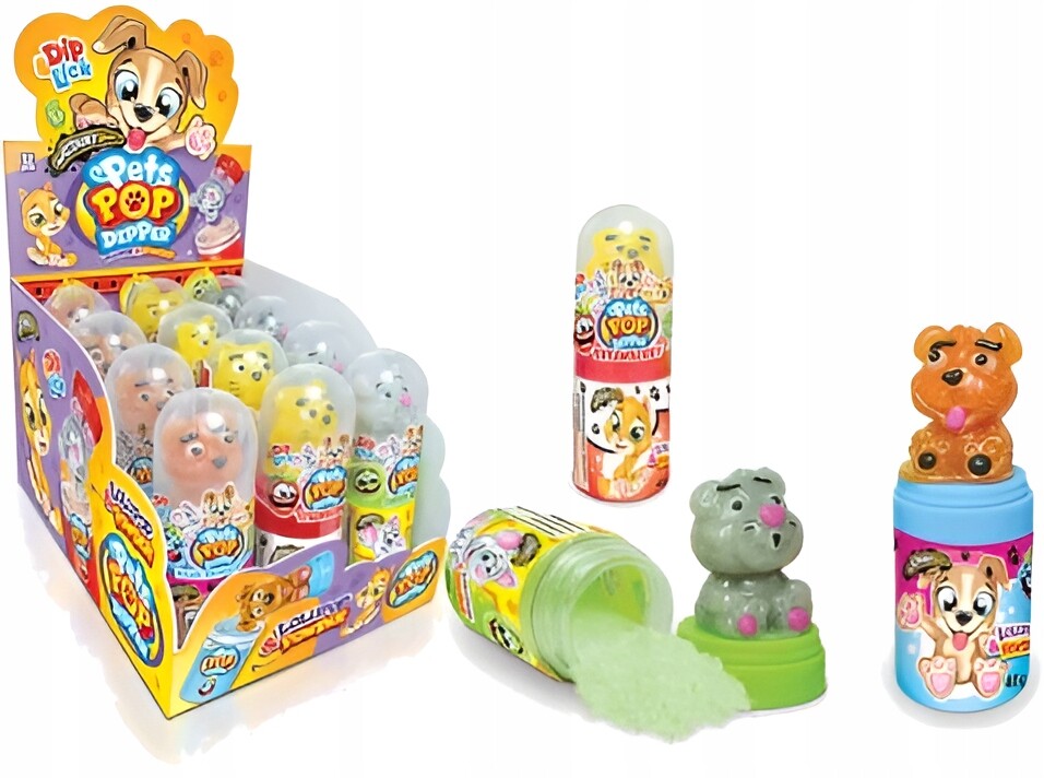 Johny Bee Lízátko ve tvaru máčených zvířat v prášku 20 g 12 ks