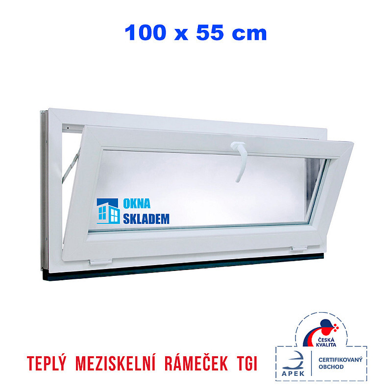 Plastové okno | 100x55 cm (1000x550 mm) | Bílé | Sklopné | Teplý meziskelní rámeček