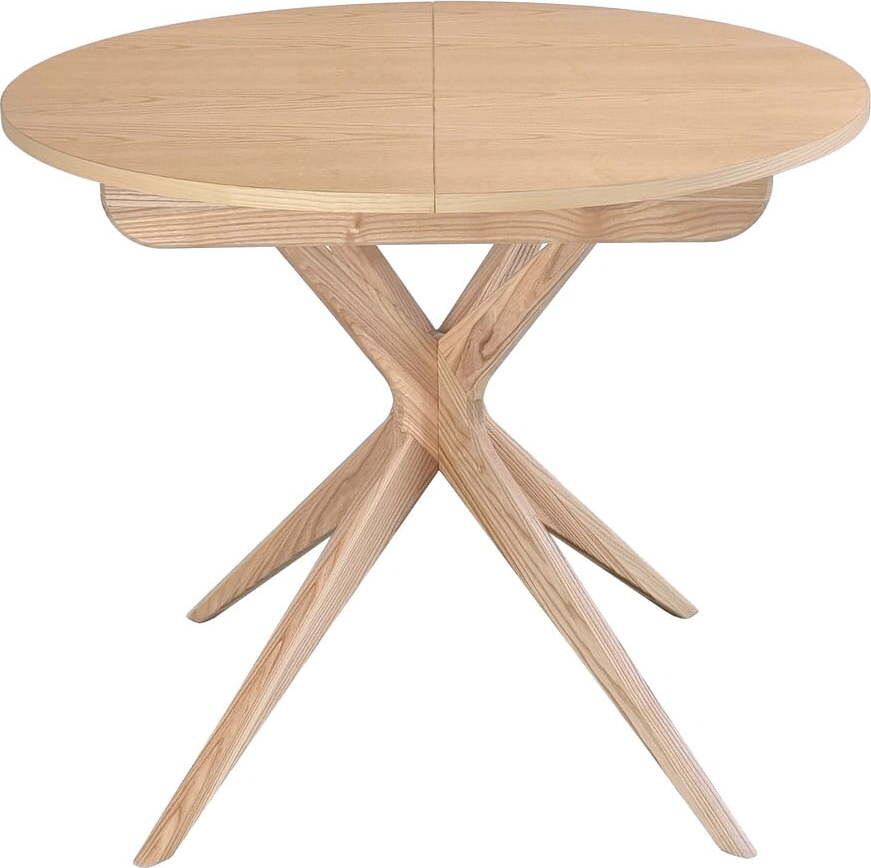 Kulatý rozkládací jídelní stůl s přídavnou deskou z jasanového dřeva ø 90 cm Jubi – Ragaba