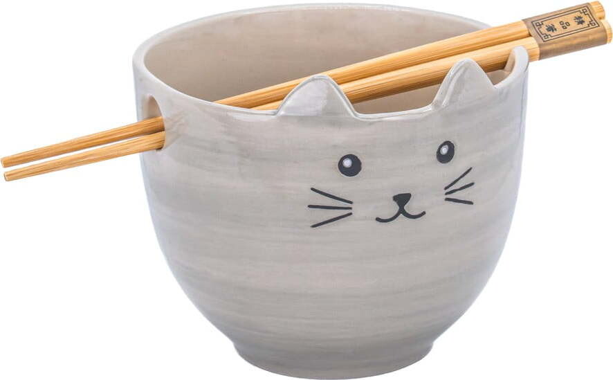 Šedá miska z kameniny 450 ml Cat – Sass & Belle