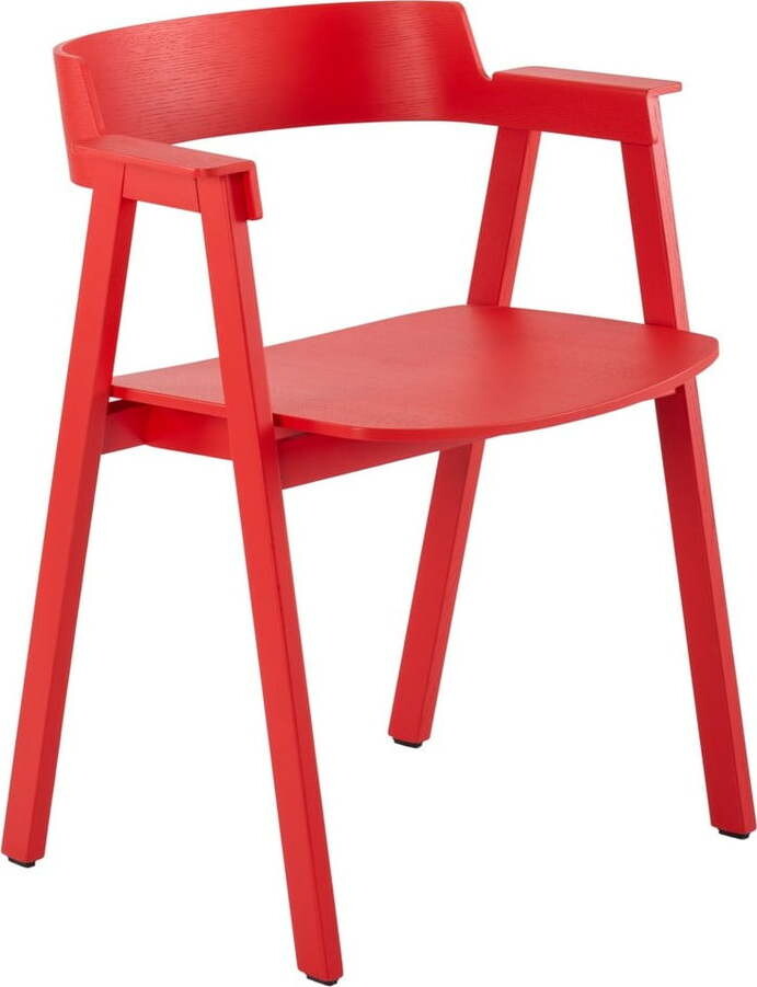 Červená jídelní židle s područkami z dubového dřeva Flip – Gazzda