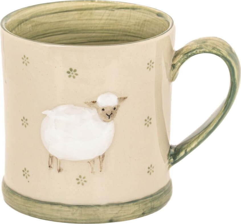 Zelený/béžový hrnek z kameniny 225 ml Sheep – Sass & Belle