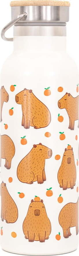 Hnědá/krémová cestovní nerezová lahev 425 ml Capybara – Sass & Belle