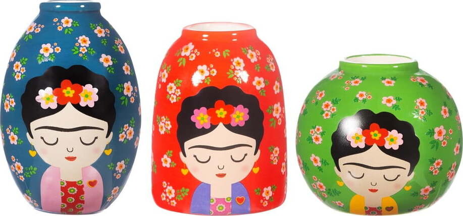 Keramické vázy v sadě 3 ks (výška 8 cm) Floral Frida – Sass & Belle