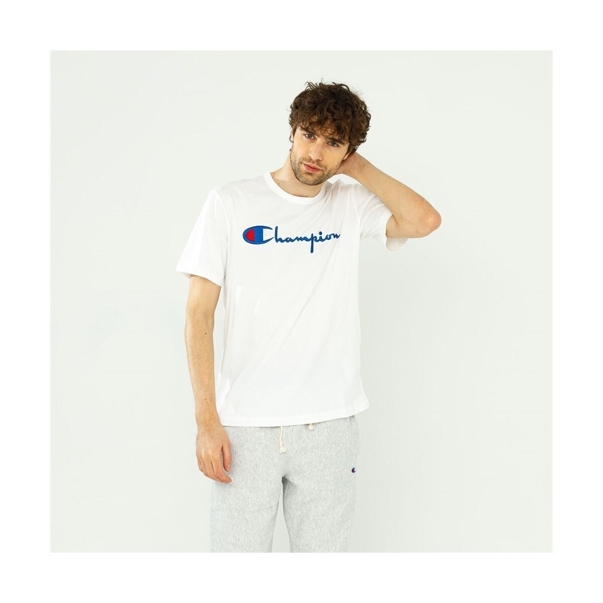 Champion  Reverse Weave Script Logo Crewneck  Bílá