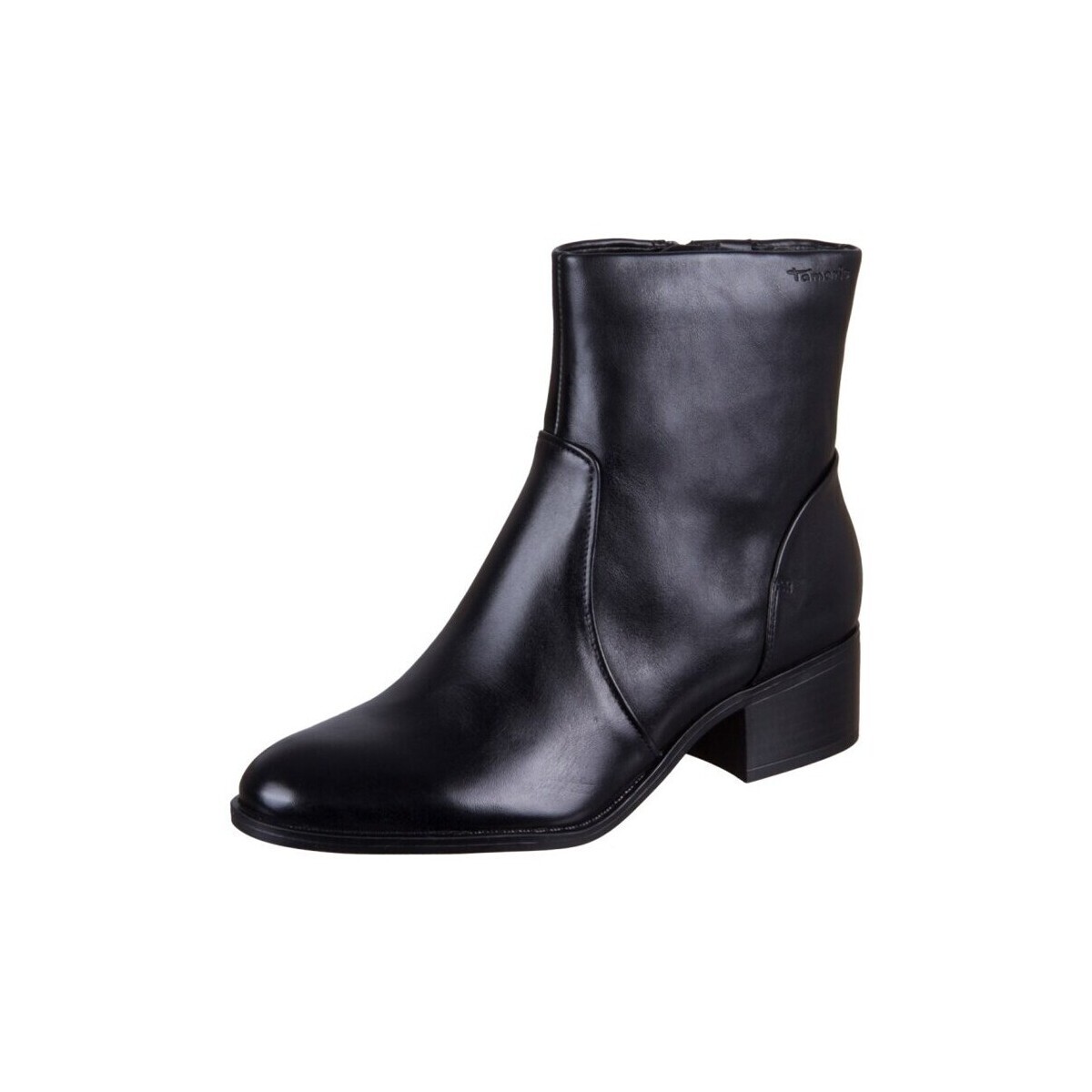 Tamaris  Black Materialmix Aus Leder Und Sythetik  Černá