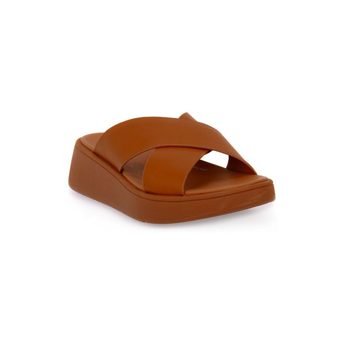 FitFlop  F Mode Leather Platform Cross  Hnědá