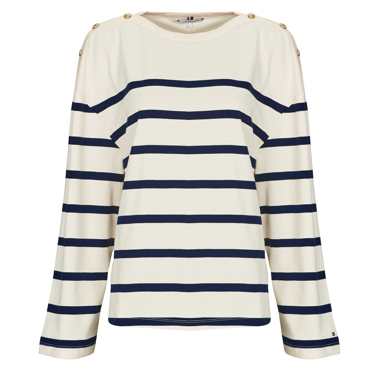 Tommy Hilfiger  LWK GOLD BUTTON BOAT-NK LS TEE  Bílá