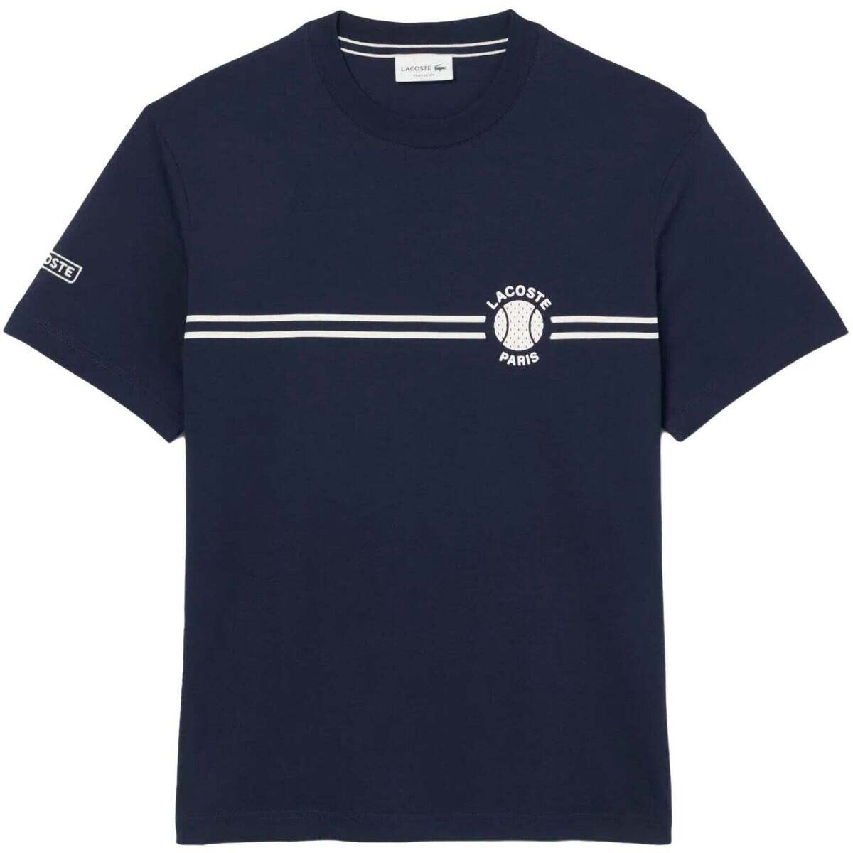 Lacoste  Printed Embroidered Cotton Jersey T-Shirt Midnight Blue  Modrá