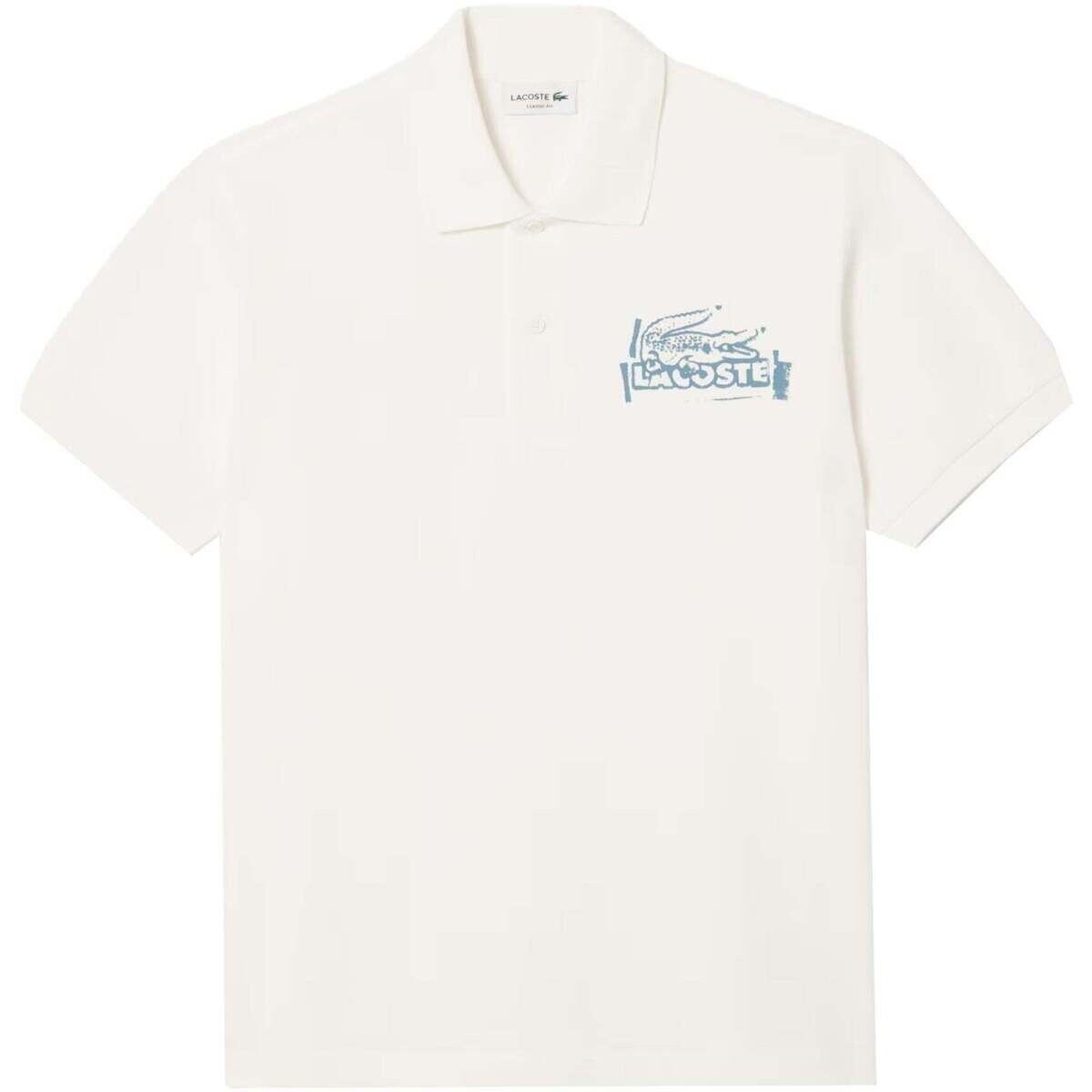 Lacoste  Classic Fit Printed Polo Shirt White/Blue  Bílá